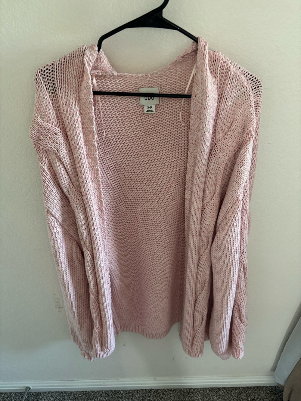 BDG Light Pink Cable-Trim Open Cardigan